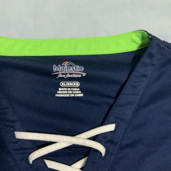 Majestic SEATTLE SEAHAWKS Team Blue NFL FOOTBALL T-SHIRT Lady Fan Women's XL - Picture 2 of 10